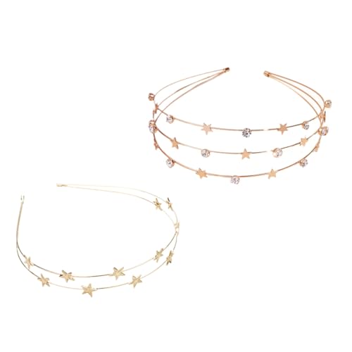 DECORNIJIA 2 Stück Damen Haarreif Goldfünfzackiger Stern Haarband Haar Accessoire für Party Festival Schmuck Stirnband Modisch Leicht und Bequem von DECORNIJIA