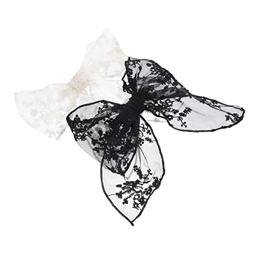 DECORNIJIA 2 Stück Große Haarschleifen Haarspangen für Damen aus Bestickter Spitzen Baumwolle in Beige und Schwarz Langlebige Vintage Schleifen Clips für Partys Hochzeit Alltag von DECORNIJIA