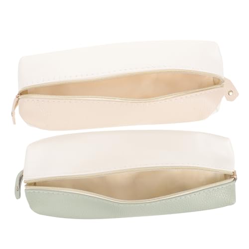 DECORNIJIA 2 Stück Großes Federmäppchen Doppelreißverschluss Große Kapazität Stiftetui PU Kunstleder Multifunktional für Schule Studenten Make Up Pinsel Organizer Farbe Zufällige Farbe von DECORNIJIA