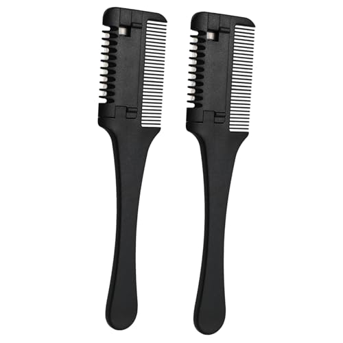 DECORNIJIA 2 Stück Haarkamm Doppelseitiger Rasierer Trimmer für Dünnes und Dickes Haar Selbstgemacht Haarschneidewerkzeug mit Sicherheitsklinge Tragbar für Herren und Damen von DECORNIJIA