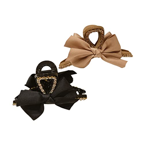 DECORNIJIA 2 Stück Haarklammer Schleife Robuste Haarklammern für Damen Eleganter Bowknot Haarclip Praktischer Haarclip für Styling und Alltag Langlebige Haarspange Schwarz und Khaki von DECORNIJIA
