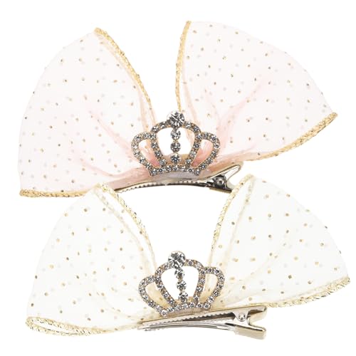 DECORNIJIA 2 Stück Haarklammern mit Spitzen Schleife für Mädchen Stabile Haarspangen Niedliche Haarschleifen für Party Schule und Alltag Rosa Beige von DECORNIJIA