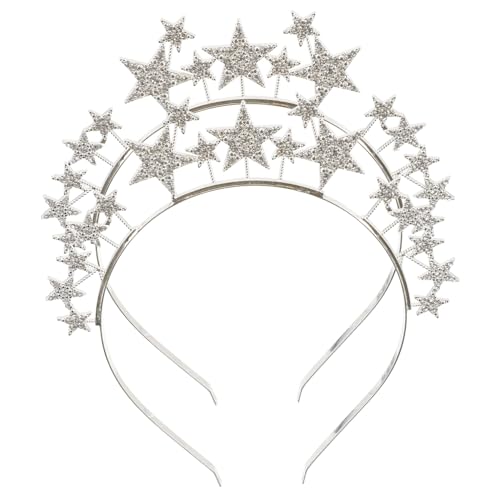 DECORNIJIA 2 Stück Haarreif Glitzer Stern Haarband Leicht und Bequem für Mädchen Party Foto Requisiten Kopfschmuck Festliche Haarschmuck Zubehör Silber von DECORNIJIA