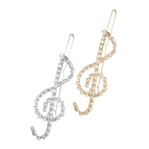 DECORNIJIA 2 Stück Haarschmuck Damen Musiknote Haarspangen mit Funkelnden Strasssteinen Eleganter Seitenclip für Festliche Anlässe und Alltag Haar Accessoires für Mädchen von DECORNIJIA