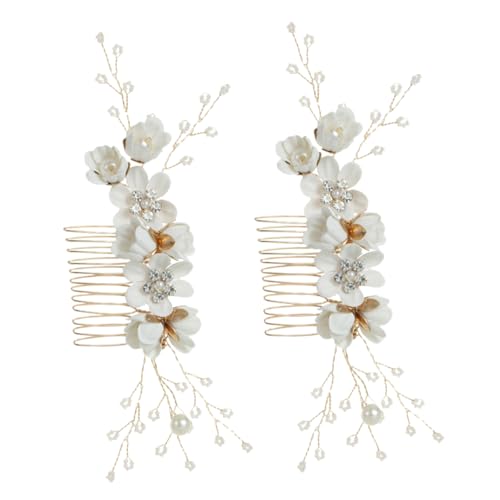 DECORNIJIA 2 Stück Handgefertigte Braut Haarkämme mit Farbigen Blumen und Strasssteinen Leichter Haarschmuck für Damen Vielseitig als Hochzeits und Party Accessoire Geeignet von DECORNIJIA