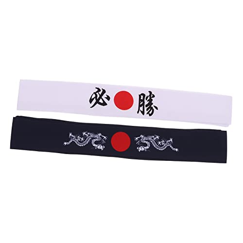 DECORNIJIA 2 Stück Japanisches Stirnband Set aus Hautfreundlicher Verstellbar Schweißabsorbierend Vielseitig für Fitness Sport und Kochen Modisch im Samurai Stil Passend für Damen und Herren von DECORNIJIA