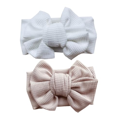 DECORNIJIA 2 Stück Junge Mädchen Stirnbänder Dehnbare Neugeborenen Kopfbedeckung mit Großer Schleife Weiche Haarschleifen für Junge Mädchen und Kleinkinder Festlich für Weihnachten und von DECORNIJIA