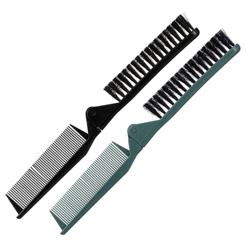 DECORNIJIA 2 Stück Klappbarer Doppelzahn Haarkamm für Damen und Herren Faltbarer Hautfreundlicher Reise Kamm Langlebig Schonend zur Kopfhaut für Schnelle Unterwegs Teiliges Schwarz von DECORNIJIA
