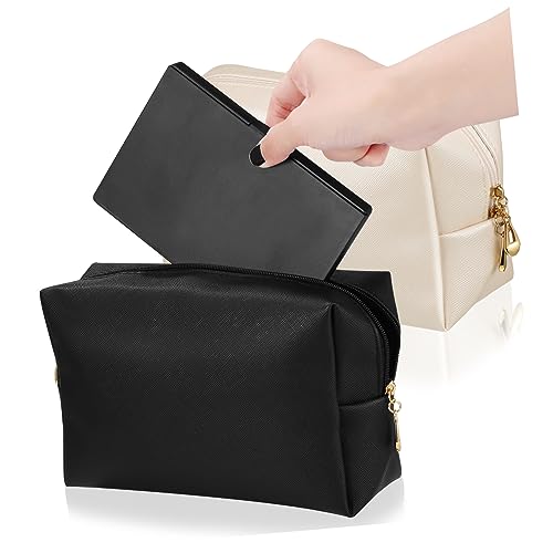 DECORNIJIA 2 Stück Kosmetiktasche aus Wasserabweisendem PU Große Schminktaschen mit Reißverschluss Multifunktionale Kulturtaschen für Damen Praktische Reise Toilettenbeutel Leicht und Robust von DECORNIJIA
