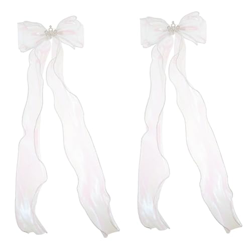 DECORNIJIA 2 Stück Lange Spitzen Haarspangen mit Spitzen schleifen und Funkelndem Kronen design Modische Haarklammern für Teenager mädchen Komfortabel und Langlebig für Festliche Anlässe von DECORNIJIA