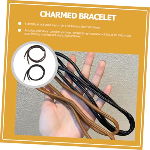 DECORNIJIA 2 Stück Leder Haarbänder für Pferdeschwanz Modische Haargummis für Damen Strapazierfähige Einfache Zopfbänder Geeignet für Dünnes Dickes Haar Vielseitig und Hautfreundlich von DECORNIJIA