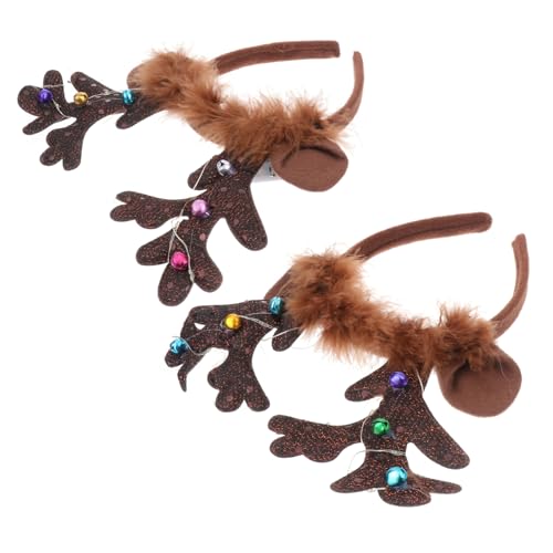 DECORNIJIA 2 Stück Leuchtendes Rentiergeweih Stirnband aus Langlebigem Vliesstoff Bequemes Xmas Haarreif Accessoire für Hunde Katzen Festliches Party und Cosplay Zubehör von DECORNIJIA