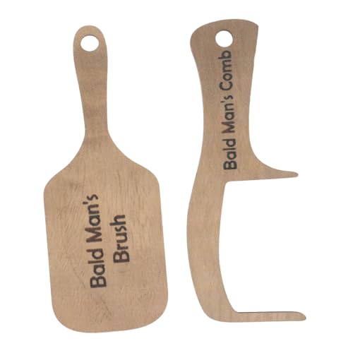 DECORNIJIA 2 Stück Lustiger Zahnloser Holzkamm Glatzköpfige Robustes Naturholz Tragbar und Einzigartiges Haarlos pflegewerkzeug Scherzgeschenk für Männer und Partys von DECORNIJIA