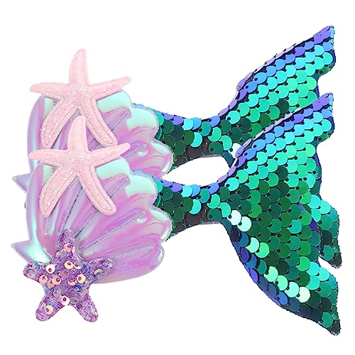 DECORNIJIA 2 Stück Meerjungfrau Haarspangen mit Pailletten Glitzernde Haarklammern für Mädchen Strandtauglicher Haarschmuck Festliche Accessoires für Geburtstage und Alltag von DECORNIJIA