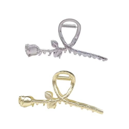 DECORNIJIA 2 Stück Metall Haarkralle Design Starke Haarklammern mit Eleganter Blumenoptik Rutschfest und Robust Haarspangen für Frauen und Mädchen für Festliches Styling und Alltag von DECORNIJIA