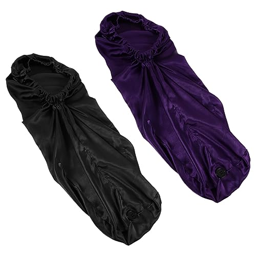 DECORNIJIA 2 Stück Satin Schlafhaube für Damen Teiliges und Verstellbare Haarkappe für Langen Lockigen Haar für Schlaf Gesichtswäsche und Make Up Komfortable für Dickeres Haar von DECORNIJIA