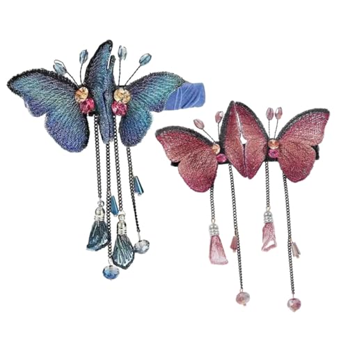 DECORNIJIA 2 Stück Schmetterling Haarclips mit Quasten Funkelnden Strasssteinen Langlebige Haarklammern für Alltag Party und Festliche Anlässe Haaraccessoires für Damen von DECORNIJIA