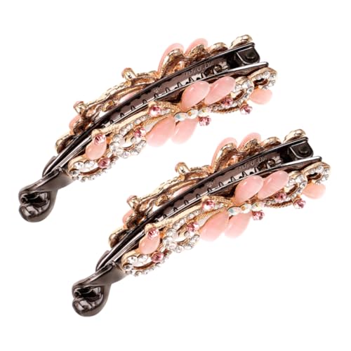 DECORNIJIA 2 Stück Strass Banane Haarclips für Dünnes Haar Modische Ponytail halter aus Langlebiger Legierung Stilvolle Haarklammern mit Schleifen design Praktische Damen haarschmuck von DECORNIJIA