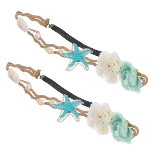 DECORNIJIA 2 Stück Teiliges Boho Haarband mit Muschel und Seestern Design Leichter Langlebiger Haarschmuck für Frauen Eleganter Strand Kopfschmuck für Hochzeit und Party Sommer Accessoire von DECORNIJIA