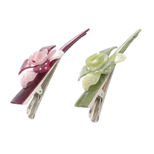 DECORNIJIA 2 Stück Teiliges Chrysanthemen Haarklammern aus Acryl Modische Blumige Haarschmuck accessoires für Frauen und Mädchen Leichter Bequemer Haarclip in Flieder und Grün für Festliche von DECORNIJIA