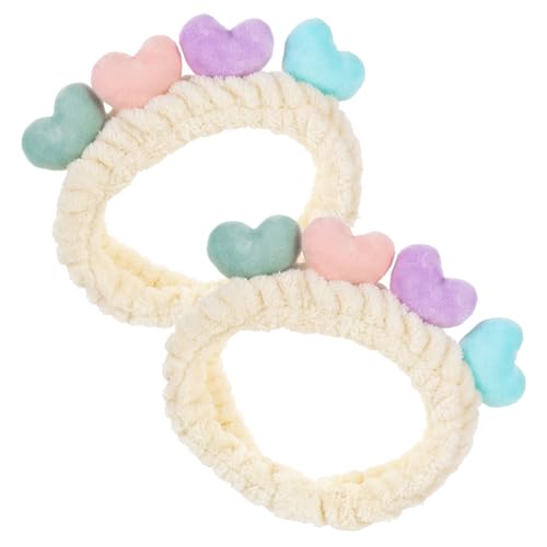 DECORNIJIA 2 Stück Teiliges Elastisches Spa Haarband mit Niedlichem Herz design Atmungsaktiv und Weich zum Waschen und Schminken für Damen und Vielseitige Frisuren Geeignet von DECORNIJIA