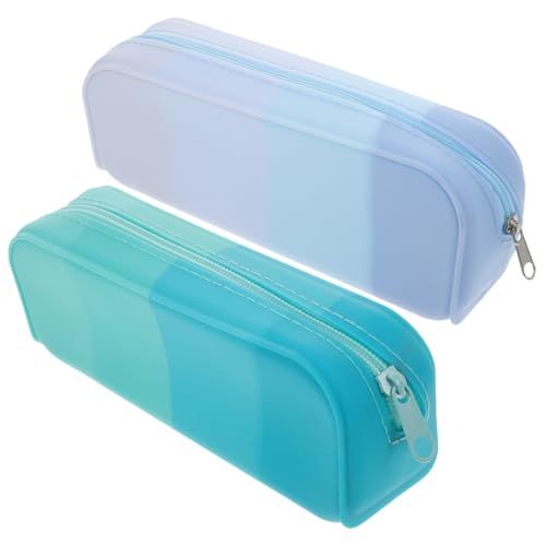DECORNIJIA 2 Stück Teiliges Federmäppchen aus Weichem Farbigem Silikon Ästhetische Leichte Stiftetasche Großes Fassungsvermögen Robust und Flexibel für Schüler Praktische und Tragbare von DECORNIJIA