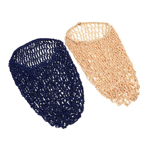 DECORNIJIA 2 Stück Teiliges Haarnetz Schlafhaube Handgehäkelt Netz Schlafmütze Haarprotektor Elastisch Komfortabel und Khaki für Damen Nachts von DECORNIJIA
