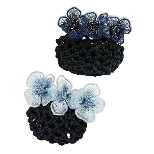 DECORNIJIA 2 Stück Teiliges Haarnetz mit Blütenverzierung Atmungsaktives Haarnetz für Dutt Langlebiges Stoffmaterial Eleganter Haarschmuck für Damen Geeignet für Ballett Beruf und Formelle von DECORNIJIA
