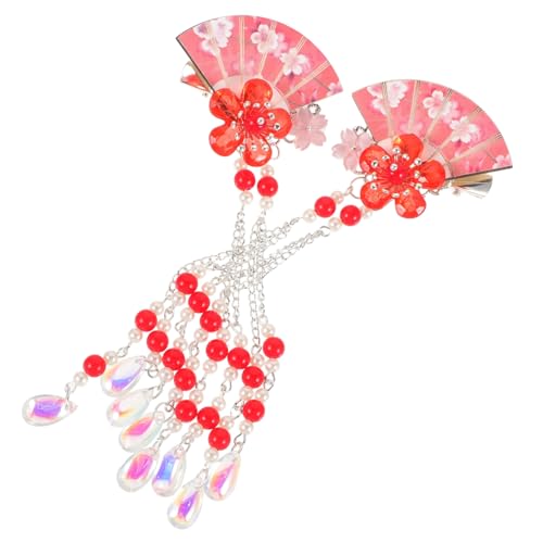 DECORNIJIA 2 Stück Teiliges Haarschmuck mit Blumen und Quasten Leichte Haarspangen mit Kristallverzierung Japanisch Inspirierte Fächer Designs für Mädchen Festlich und Langlebig für Partys von DECORNIJIA