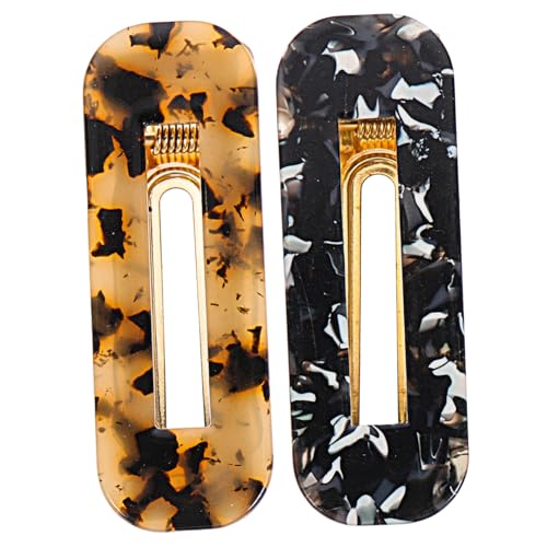 DECORNIJIA 2 Stück Teiliges Haarspangen für Damen und Mädchen Dünn und Robust Acryl Einsteckklammern in Schwarz und Leopardenmuster Vielseitiges Haarschmuck Accessoire für Feines Dickes Haar von DECORNIJIA