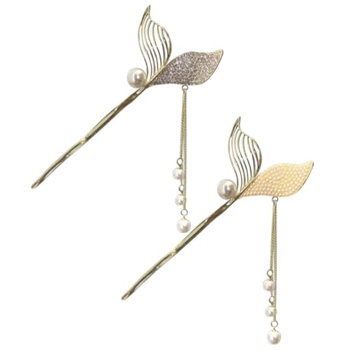 DECORNIJIA 2 Stück Teiliges Perlen Haarschmuck Fischschwanz Quaste Haarnadeln für Mädchen Stilvolle Haarnadeln aus Legierung Retro Stil zum Festlichen Haarstyling und Alltag von DECORNIJIA