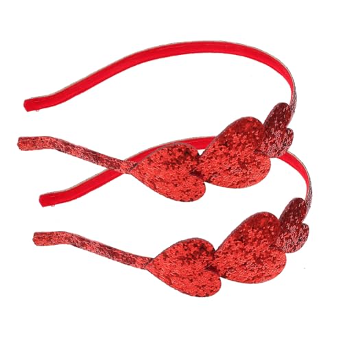 DECORNIJIA 2 Stück Teiliges Rotes Pailletten Herz Stirnband Glitzerndes Haarband für Mädchen Rutschfester Haarschmuck Geeignet für Weihnachten Valentinstag Party und Festliche Anlässe von DECORNIJIA