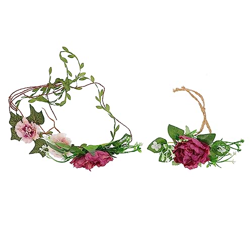 DECORNIJIA 2 Stück Teiliges Set Perlen Blumen Haarreif und Armband Künstliche Blüten Langlebig Natürlicher Look Brautschmuck für Hochzeit Party Fotoshooting Urlaub Strandaccessoire von DECORNIJIA