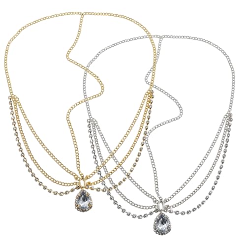 DECORNIJIA 2stücke Kopfkette Mit Kristallen Und Baumeln Für Frauen Stirn Kette Als Haar Zubehör Für Hochzeit Geburtstag Und Feiern Einfach Anzulegen Für Schicke Frisuren von DECORNIJIA