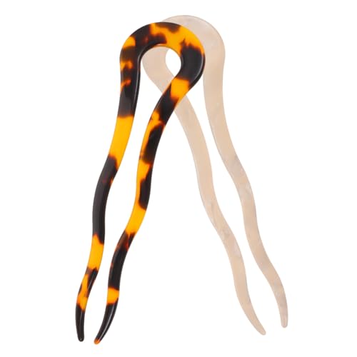 DECORNIJIA 2 Stück Teiliges U förmige Haarnadeln für Damen Französische Haarstäbchen zum Stylen von Dutts Elegantes Design in Tiefes Schildpatt und Cremeweiß für Partys und Alltag von DECORNIJIA