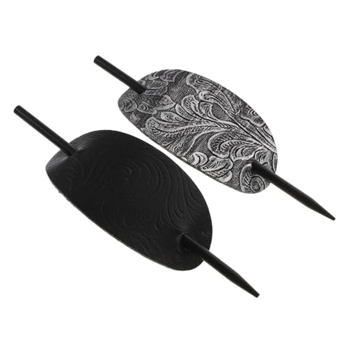 DECORNIJIA 2 Stück Teiliges Vintage Haarstäbe Ovalförmig PU Leder Haarnadeln Weich Bequem Boho Haarschmuck für Damen Vielseitig Einsetzbar für Stilvolle Frisuren und Alltag von DECORNIJIA