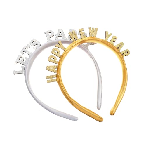 DECORNIJIA 2 Stück Teiliges Year Haarschmuck mit Leichtes Stirnband Party Haarreif für Silvester Weihnachten und Festliche Anlässe Auffälliges Design Langlebiges Material von DECORNIJIA