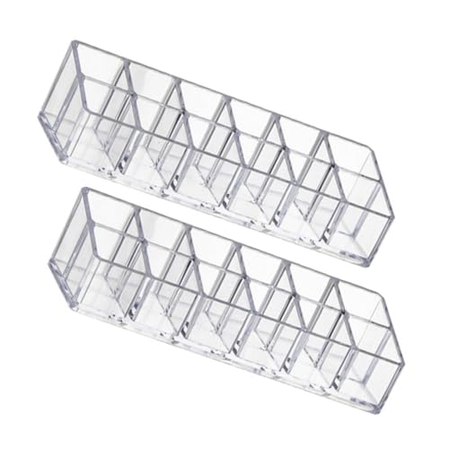 DECORNIJIA 2 Stück Transparente Lippenstift Organizer Teiliges Doppelstöckige Aufbewahrungsbox mit Fächern Langlebiger Kunststoff Multifunktional für Lippenstift Nagellack Augenbrauenstifte von DECORNIJIA