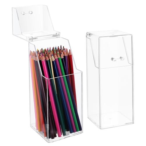 DECORNIJIA 2 Stück Transparentes Acryl Stifte und Kosmetik Aufbewahrungsbox mit Deckel Großer Fassungsvermögen Organizer für Schreibtisch Vielseitiger Aufbewahrungsbehälter für Kleine Büro von DECORNIJIA