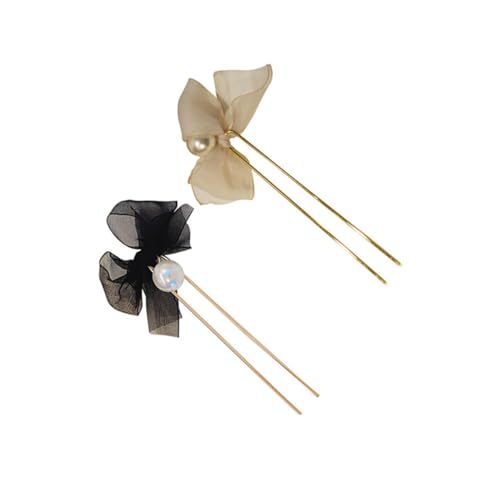 DECORNIJIA 2 Stück U förmige Spitzen haarspangen mit Schleifen Stilvolle Haarschmuck dekoration für Damen Leicht Langlebig für Stilvolle Frisuren und Festliche Anlässe von DECORNIJIA