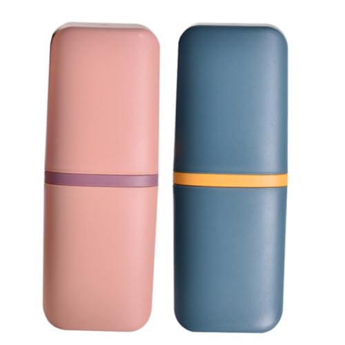 DECORNIJIA 2 Stücke Tragbarer Reise-zahnbürstenbecher Becher mit Zahnbürstenhalter Multifunktional Mundspülbecher Kompakt Leicht für Camping Schule Büro Zuhause von DECORNIJIA