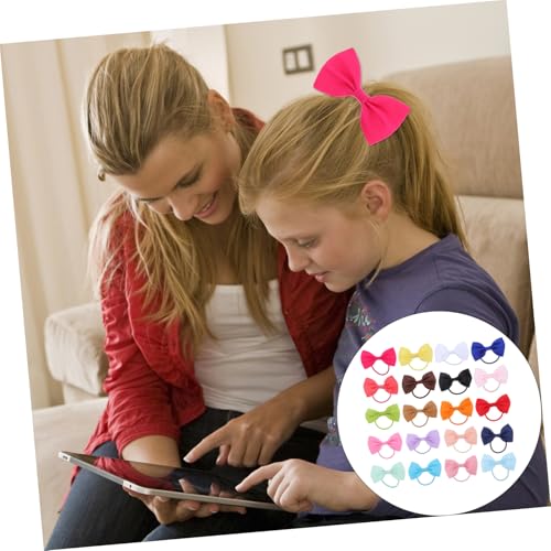 DECORNIJIA 20 Stück Teiliges Haargummi für Mädchen Bunte Bowknot Haarschleifen Elastische Ponytail Halter Leichte und Weiche Haarbänder Festhaltend und Dekorativ Geeignet für Festliche von DECORNIJIA