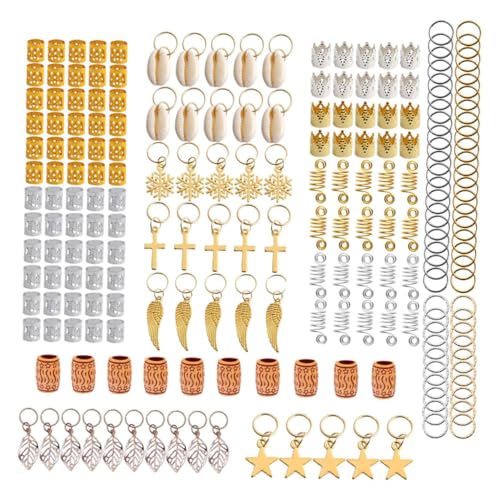 DECORNIJIA 210 Stück Dreadlocks Haarschmuck Metall Haarnadeln und Ringe für Zöpfe Bunte Dreadlocks Clips Holzperlen Vielseitige Haaraccessoires für Damen und Männer von DECORNIJIA