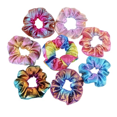 DECORNIJIA 24 Stück Teiliges Metallic Rainbow Haargummi aus Elastischem Stoff Zweifarbige Langlebige Haarschleifen für Frauen und Mädchen Farbenfrohe Haarbänder zum Sicheren Fixieren von von DECORNIJIA