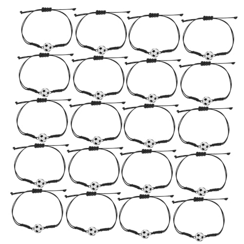 DECORNIJIA 24 Stück Teiliges Sportarmband Langlebiger Legierung Handgeflochtene Fußball und Basketball Designs Verstellbare Freundschaftsarmbänder für Frauen Männer und Sportfans von DECORNIJIA