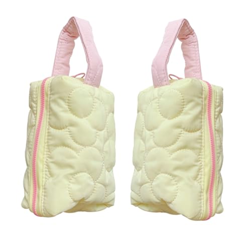 DECORNIJIA 2stücke Große Kapazität Tragetasche Für Stifte Und Kosmetik Handgehaltene Organizer Für Büro Und Reisen Praktischer Aufbewahrungsbeutel Zitronengelb von DECORNIJIA