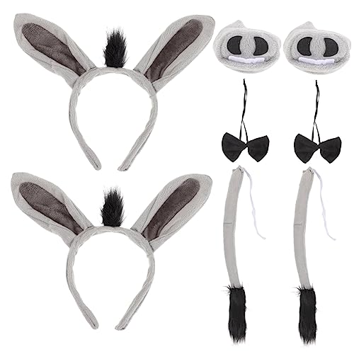 DECORNIJIA 2sätze Eselkostüm Requisiten Mit Eselohren Stirnband Eselschwanz Fliege Und Nase Decor Für Karneval Halloween Party Schulaufführungen von DECORNIJIA