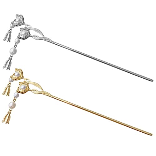 DECORNIJIA 2stücke Blumen Haarstäbchen Chinesischen Stil Perle Haarnadeln Für Frauen Mädchen Haaraccessoires von DECORNIJIA