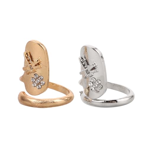 DECORNIJIA 2stücke Fingernagelschmuck Für Frauen Mit Strass Nail Art Dekorationen Nailring Nägel Schmuck Fingertip Ringe Nagelringe Zum Öffnen Für Modischen Look von DECORNIJIA