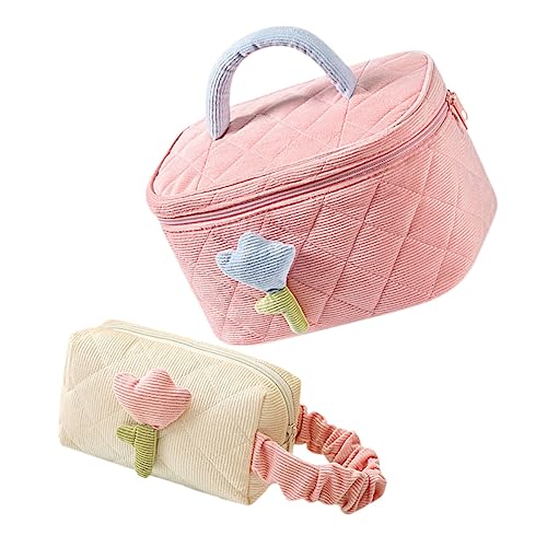 DECORNIJIA 2stücke Kosmetiktasche Für Damen Mit Reisverschluss Reisen Kulturbeutel Make-up Tasche Reise Zubehör Groß Und Kompakt von DECORNIJIA